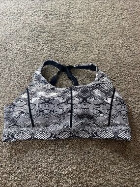 Zyia snake print black and white sports bra
